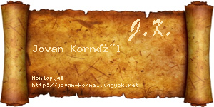 Jovan Kornél névjegykártya